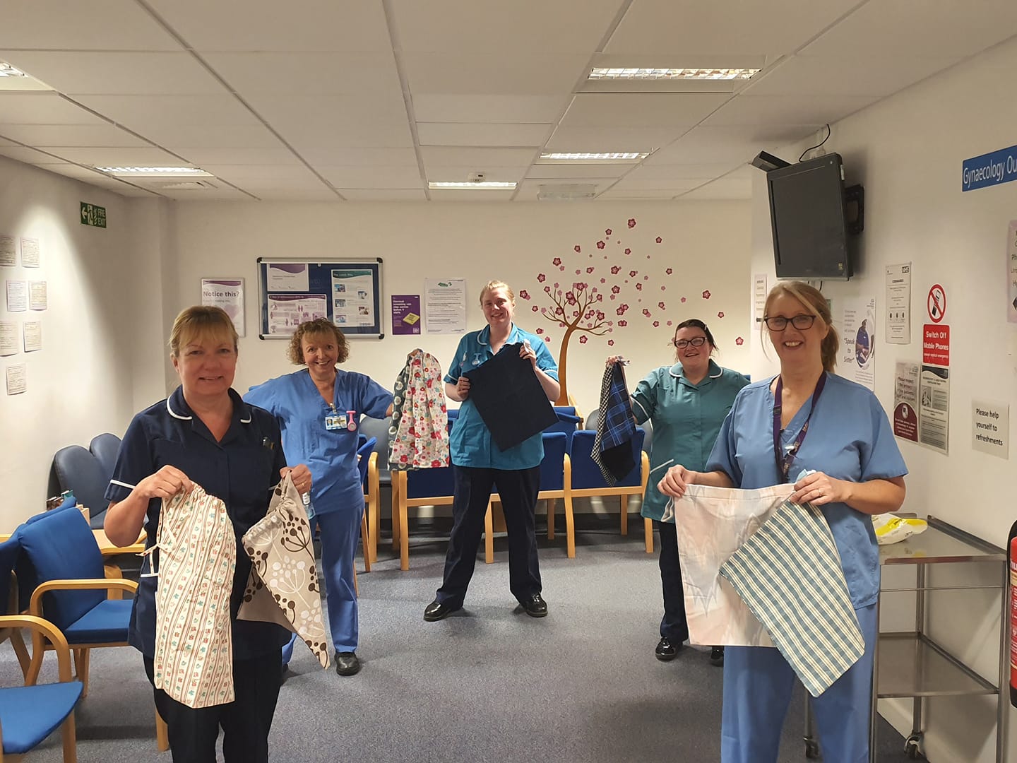 NHS staff with hand made bags